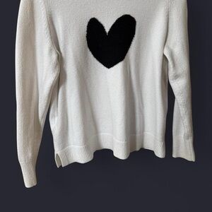LOFT Ivory Sweater with Bold Black Heart
